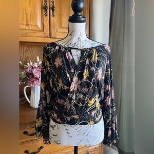 Free People Last Time Off Shoulder Bell Sleeve Top - Small